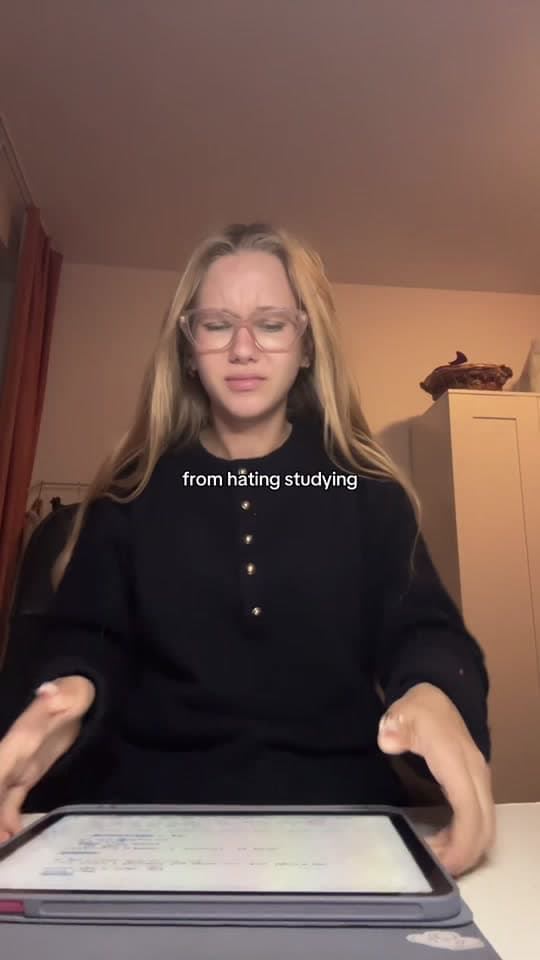 Creator at her desk with an iPad, going from hating studying to studying
